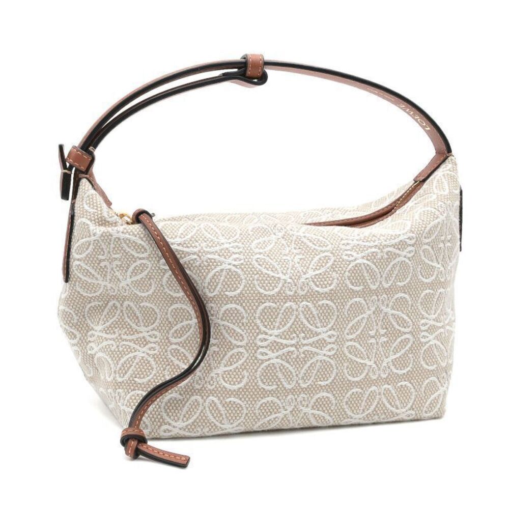 Loewe Cuby Bag Jacquard Calf Leather Top Handle Bag Beige Brown